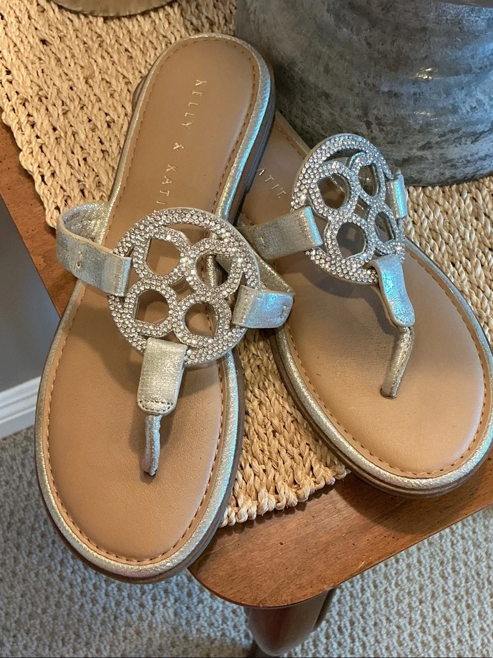 Kelly & Katie Gold Jeweled Thong Sandals